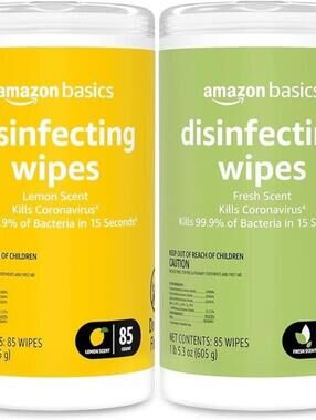 Amazon Basics Wipes, Lemon & Fresh Scent, 4 Packs of 85 Sheets